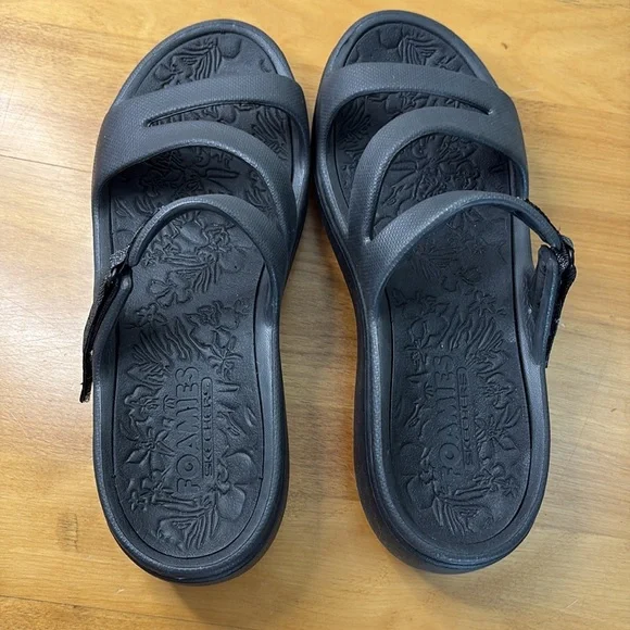 Skechers FOAMIES Black Women's 6 Arch Fit Ascend Sweat Pea Slides Sandals - Picture 4 of 11